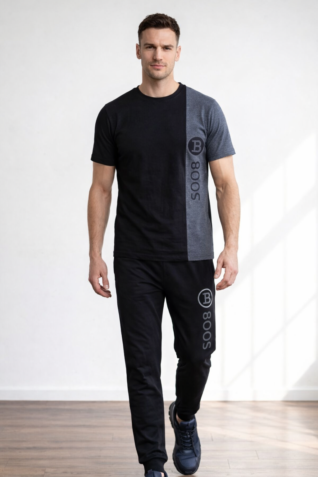 Men’s Dual Tone 2 Piece Tracksuit Set – Premium T-Shirt & Trouser