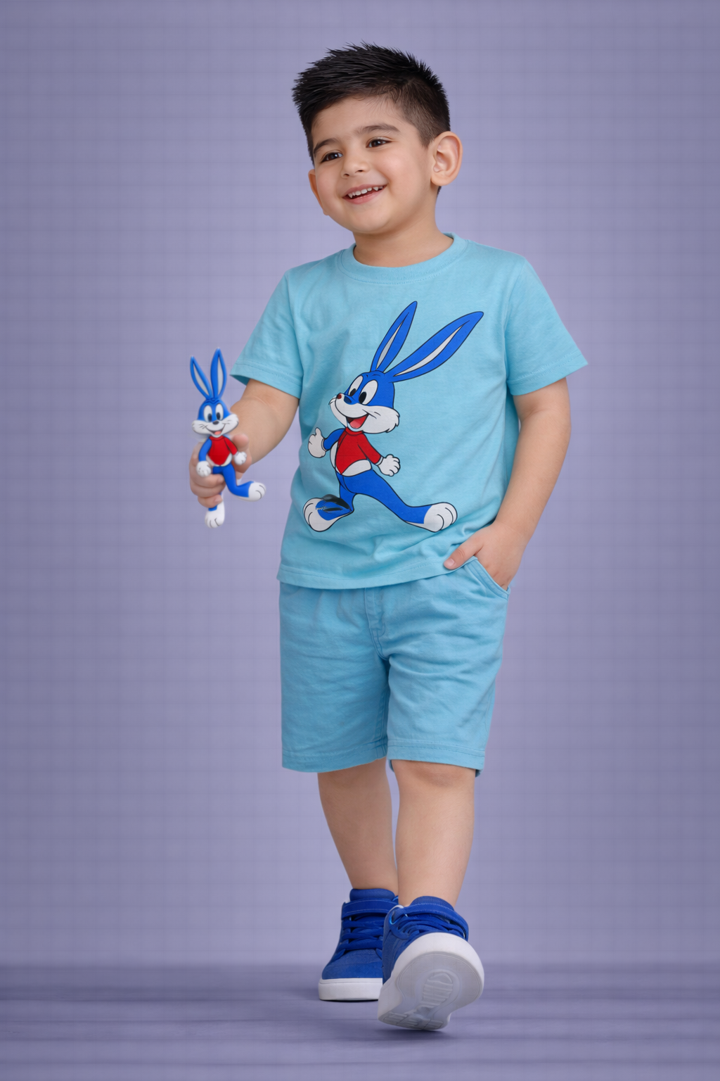 Kids Sky Blue Cartoon Bunny T Shirts – Cute T Shirts for Boys