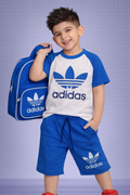 Kids Blue & White Sports Set – Trendy T-Shirt & Shorts with Matching Backpack