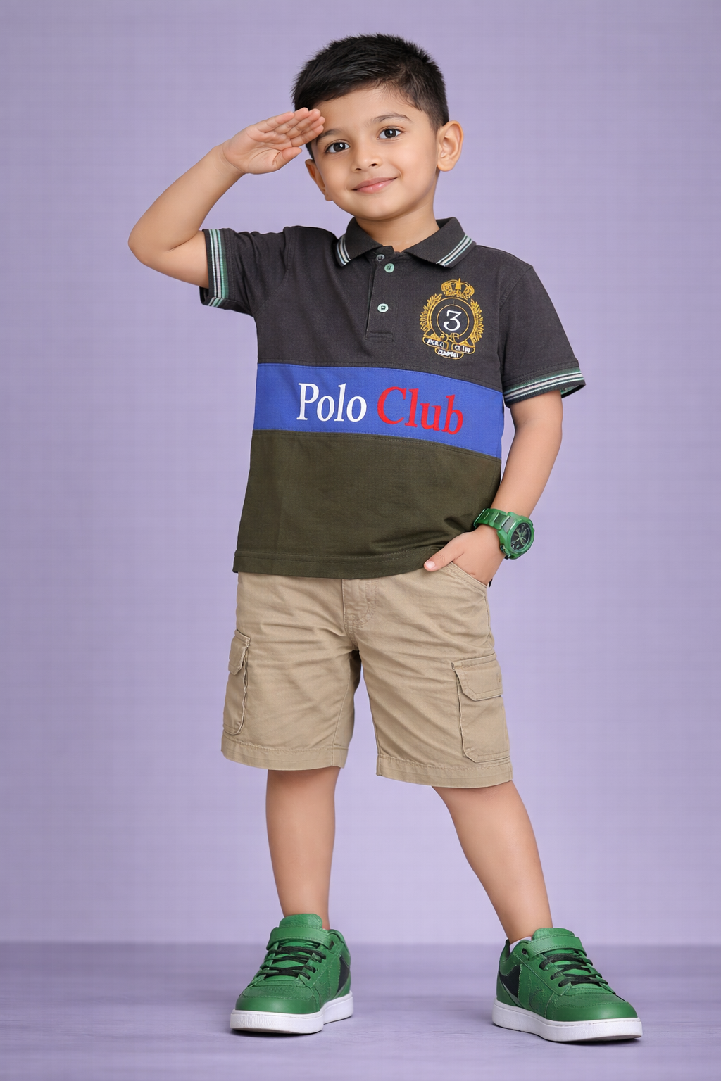 Kids Polo Club Premium T-Shirt – Stylish Color Block Casual Wear for Boys