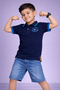 Kids Navy Blue Polo T-Shirt – Premium Casual Wear with Sporty Style