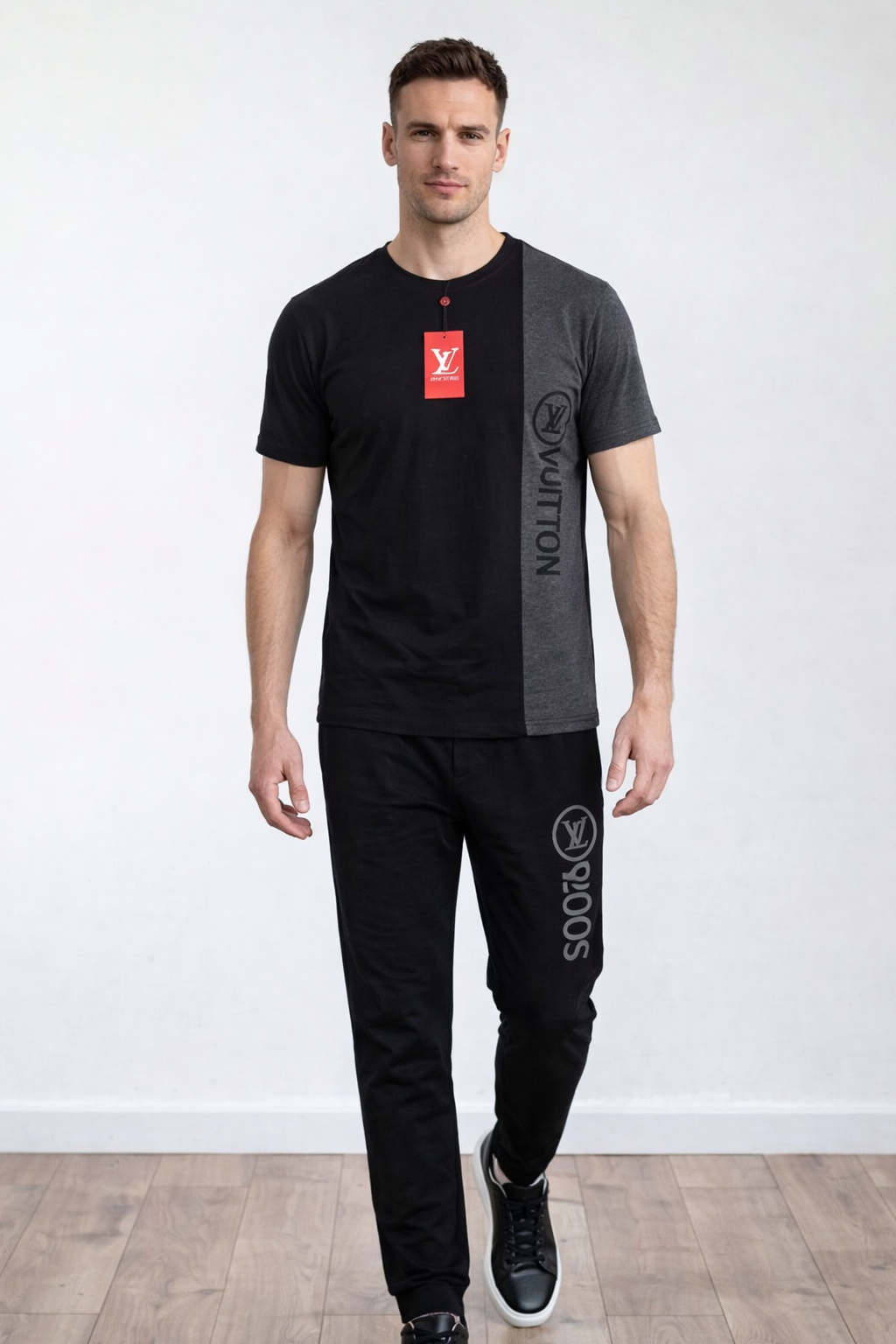 Men’s Dual Tone 2 Piece Tracksuit Set – Premium T-Shirt & Trouser