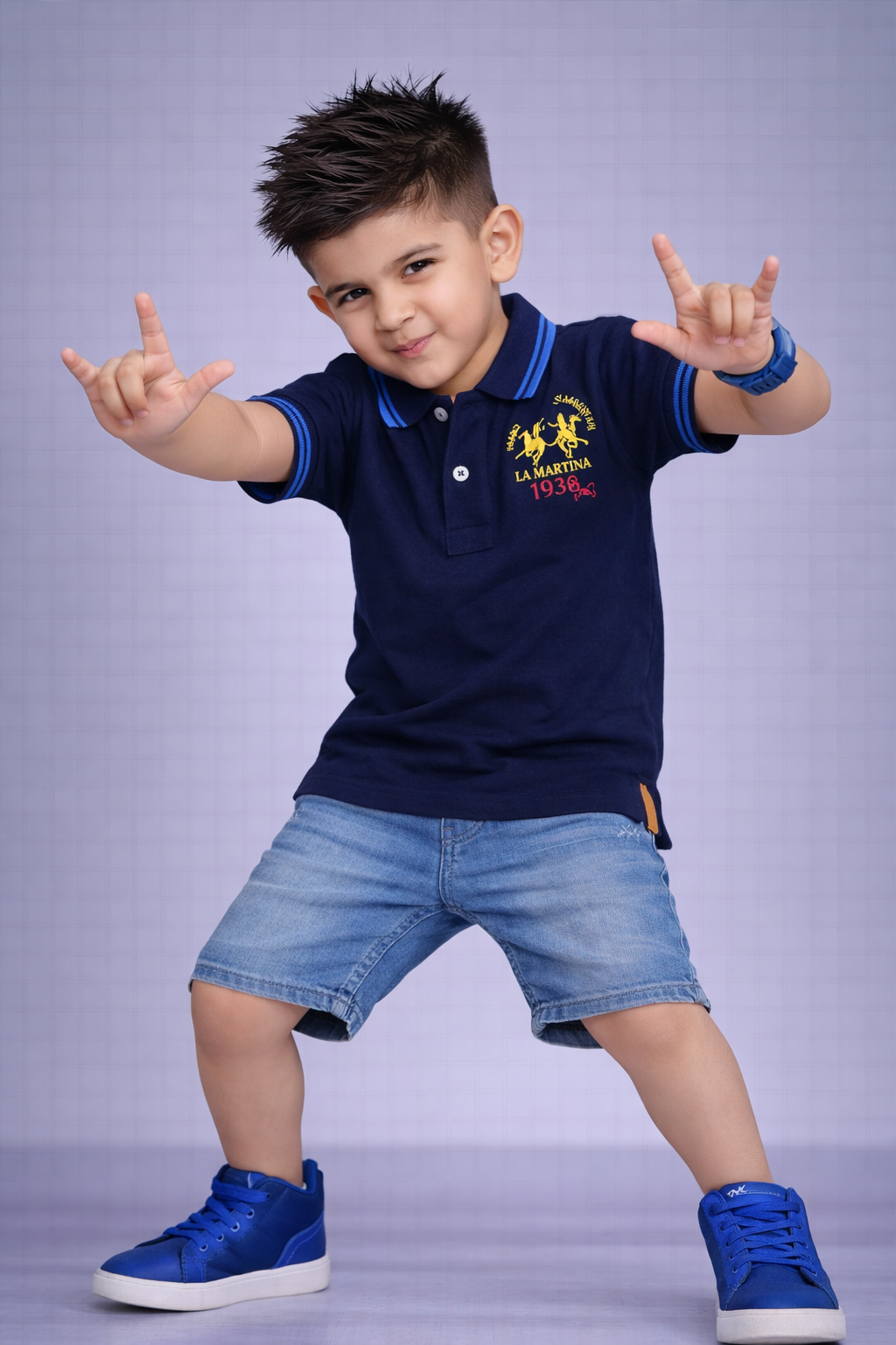 Kids Navy Blue Polo T-Shirt – Trendy Casual Wear