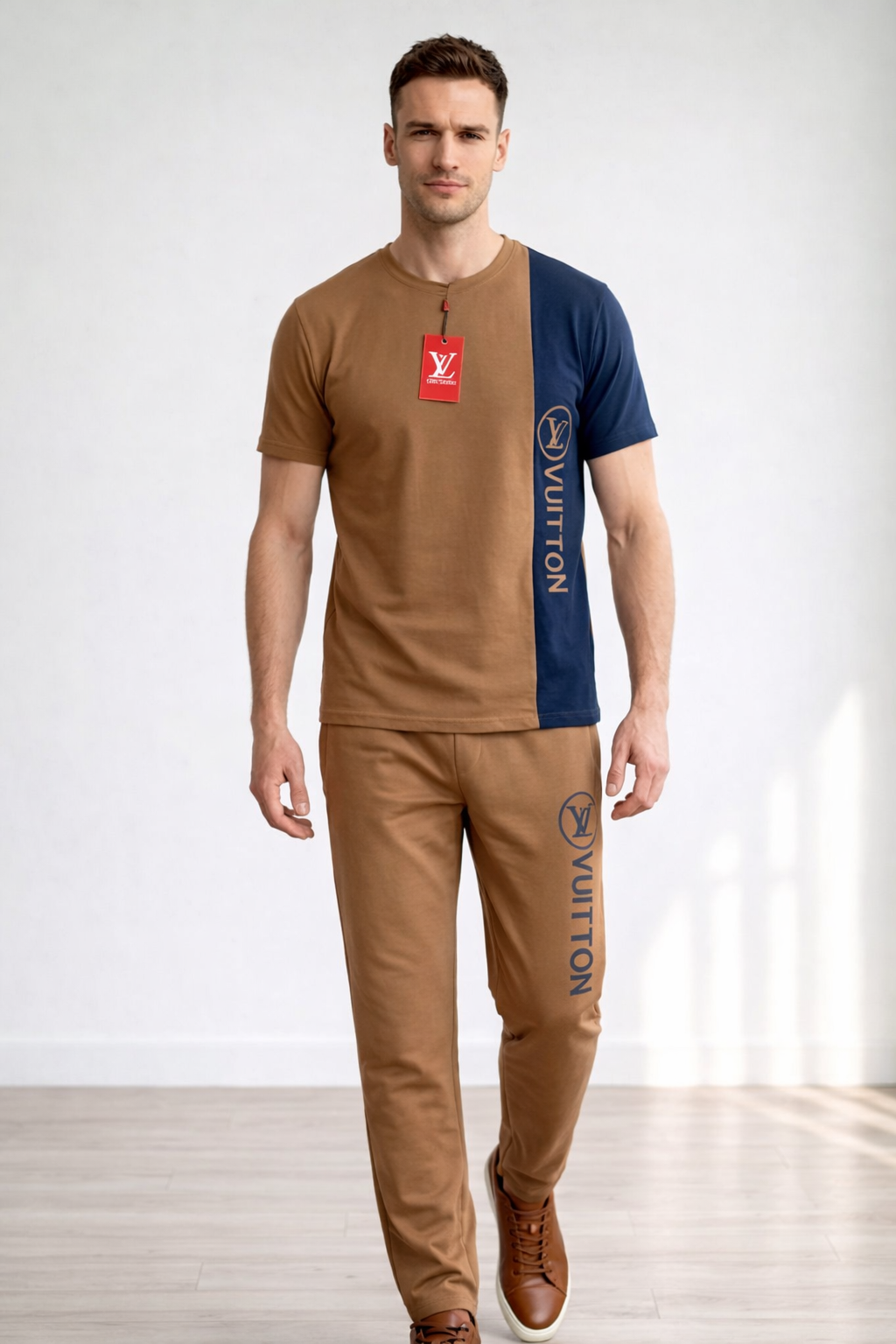 Men’s Dual Tone 2 Piece Tracksuit Set – Premium T-Shirt & Trouser